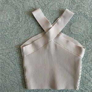 Babaton sculpt knit cross crop top size XS
